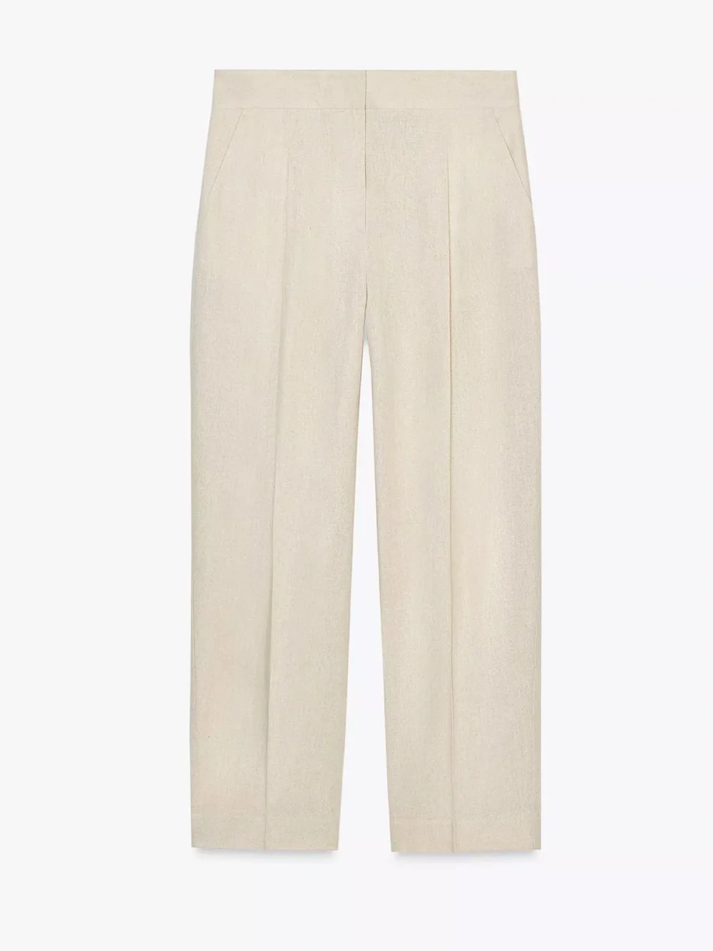 🥥▫️ Zara Cream Linen Straight Leg Tailored Trousers Pants Light Beige▫️🥥